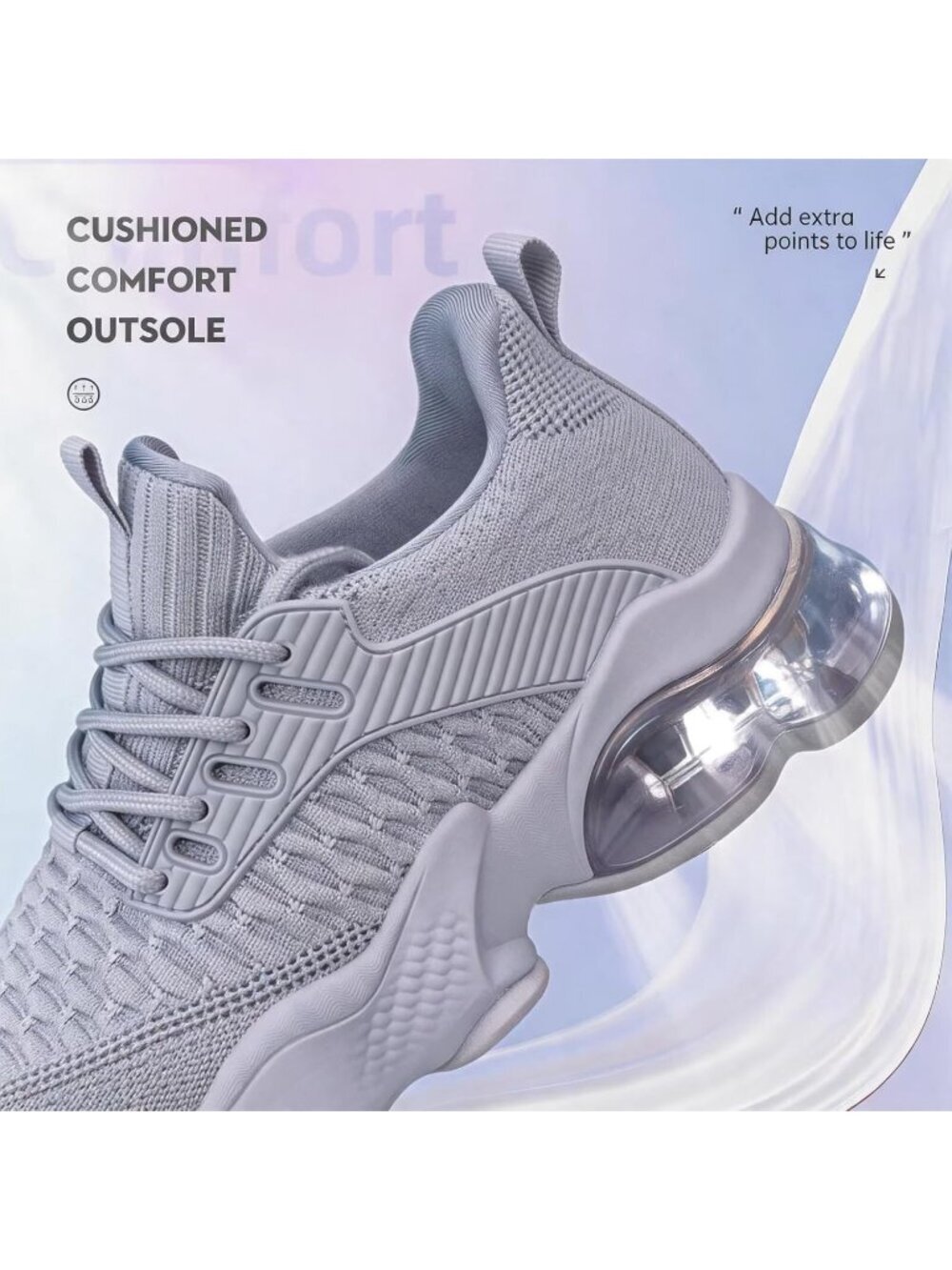 Women's Grey Work Athletic Trainers Air Running Casual Slip On Walking Sneaker - Picture 6 of 6